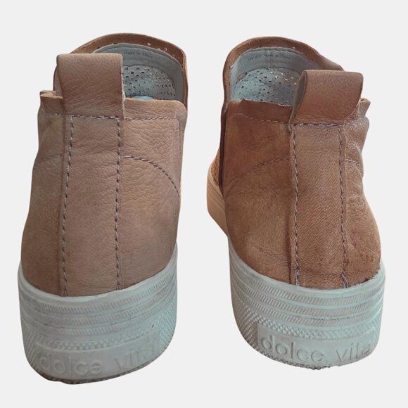 Dolce Vita Sneaker Nude Tan Suede Platform Slip On Ankle Bootie Women's Size 8.5 - Picture 4 of 9